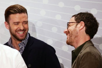 Justin Timberlake. left, and director Ethan Coen, attending the "Inside Llewyn Davis" Press Conference during The 66th Annual Cannes Film Festival, May 19, 2013. (Vittorio Zunino Celotto/Getty)