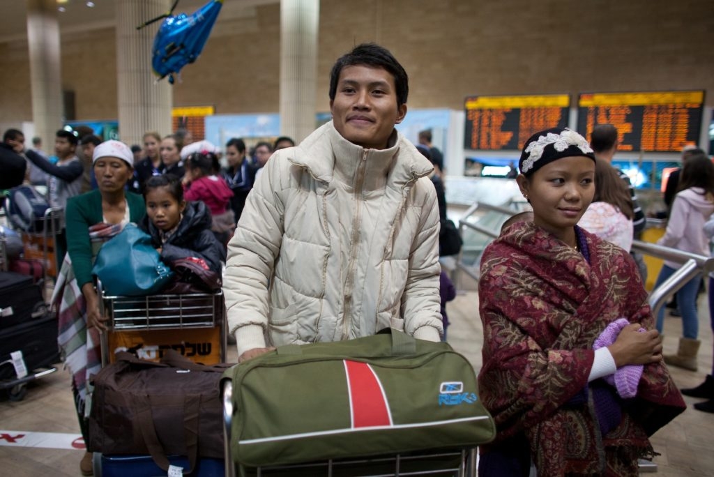 Jewish immigrants of the Bnei Menashe arriving at Ben Gurion airport in Israel, Dec. 24, 2012. (Uriel Sinai/Getty Images)