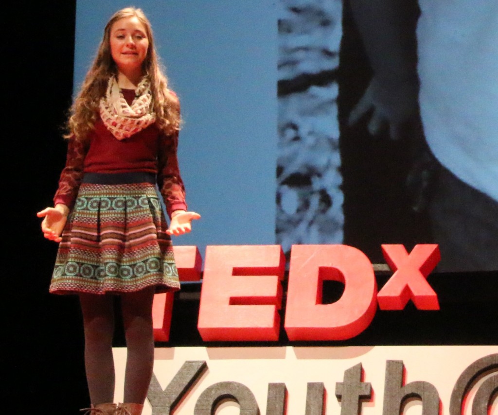 Lauren Maunus speaking about her sister, Rachel, at the TEDX Talks in Miami. (Courtesy Lauren Manus)