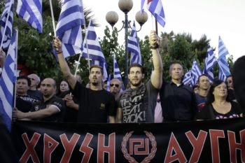 Supporters of the Greek ultra-nationalist party Golden Dawn attend a rally on May 23, 2014 in Athens before European Parliament elections.  (Milos Bicanski /Getty Images)