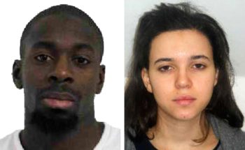 Pictured in this composite of handout photos provided by the Direction Centrale de la Police Judiciaire on Jan. 9, 2015 are Amedy Coulibaly, aged 32, (L) who is wanted in connection with the shooting of a French policewoman yesterday and suspected as being involved in the ongoing hostage situation at a Kosher store in the Porte de Vincennes area of Paris, and known associate Hayat Boumeddiene, aged 26. (Direction centrale de la Police judiciaire via Getty Images)