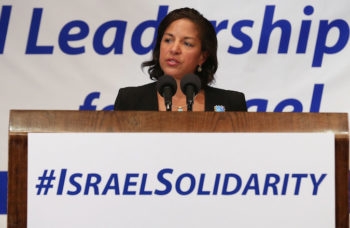 U.S. National Security Advisor Susan Rice, here addressing Jewish leaders during the National Leadership Assembly for Israel in July 2014, called Netanyahu's upcoming speech "destructive." (Chip Somodevilla/Getty Images)