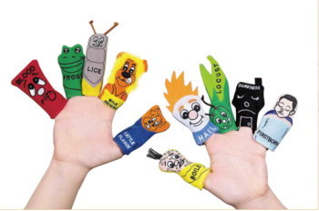 Passover toys, such as these 10 Plagues finger puppets, can help engage children in the seder. (Traditions Jewish Gifts)