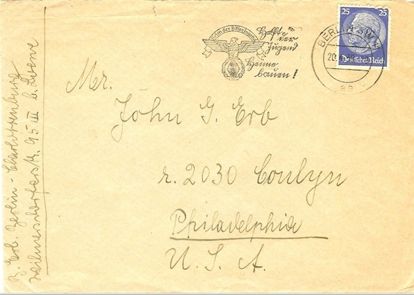 Betty Erb's letter seeking help in escaping the Nazis. 