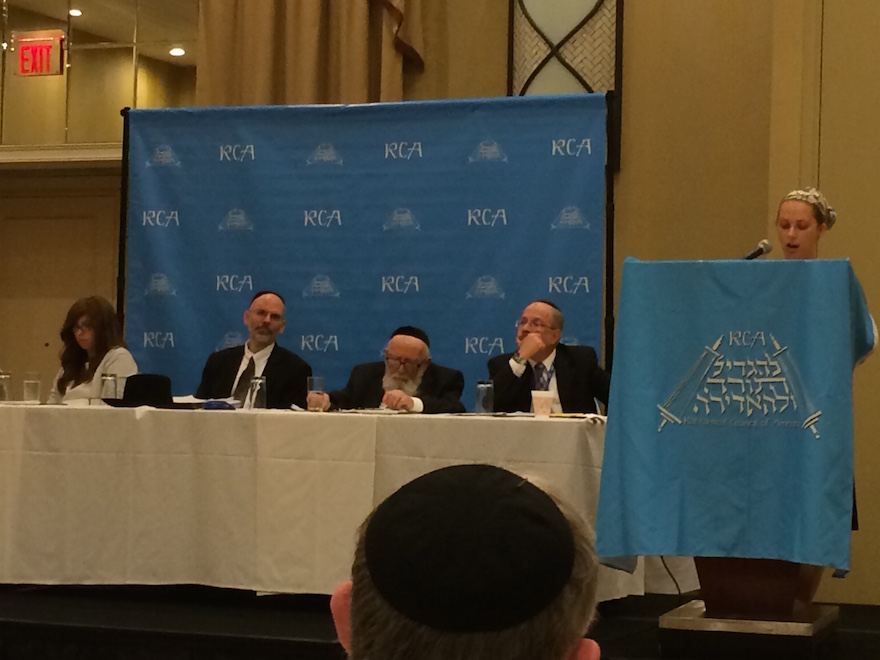 A speaker at a panel at the Rabbinical Council of America's recent annual convention in Tarrytown, New York. (Courtesy of RCA)