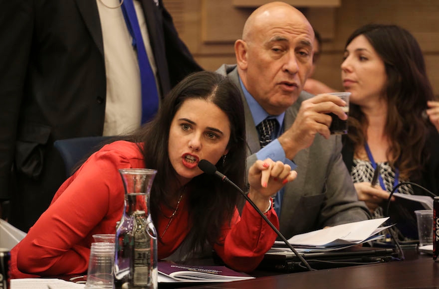 Jewish Home's Ayelet Shaked discussing budgets for Israeli settlements at a meeting of the State Control Committee at the Knesset in Jerusalem, Nov. 10, 2014. (Hadas Parush/Flash90)