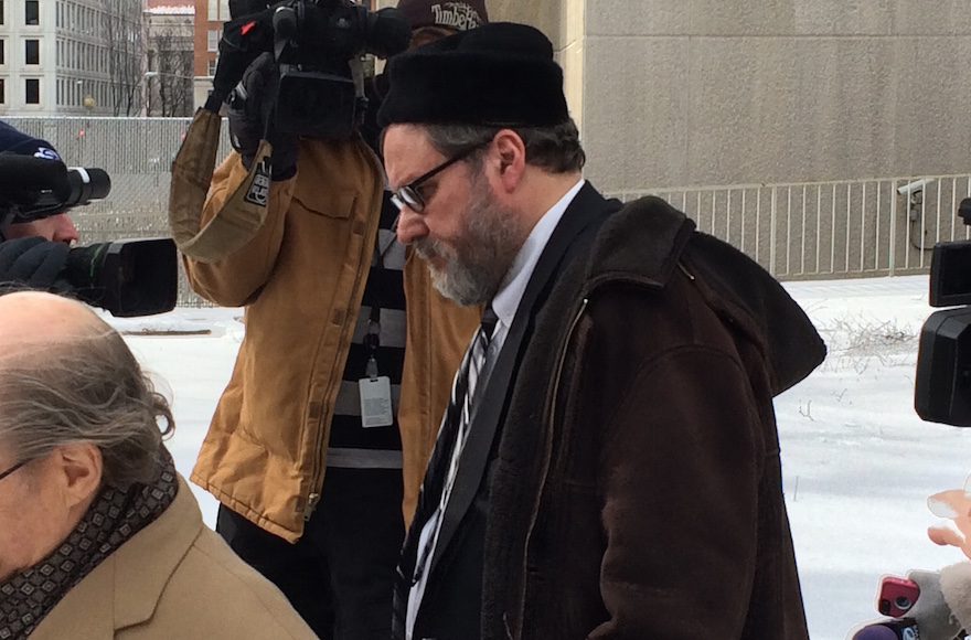Rabbi Barry Freundel exiting the courthouse after entering his guilty plea, Feb. 19, 2015. (Dmitriy Shapiro)
