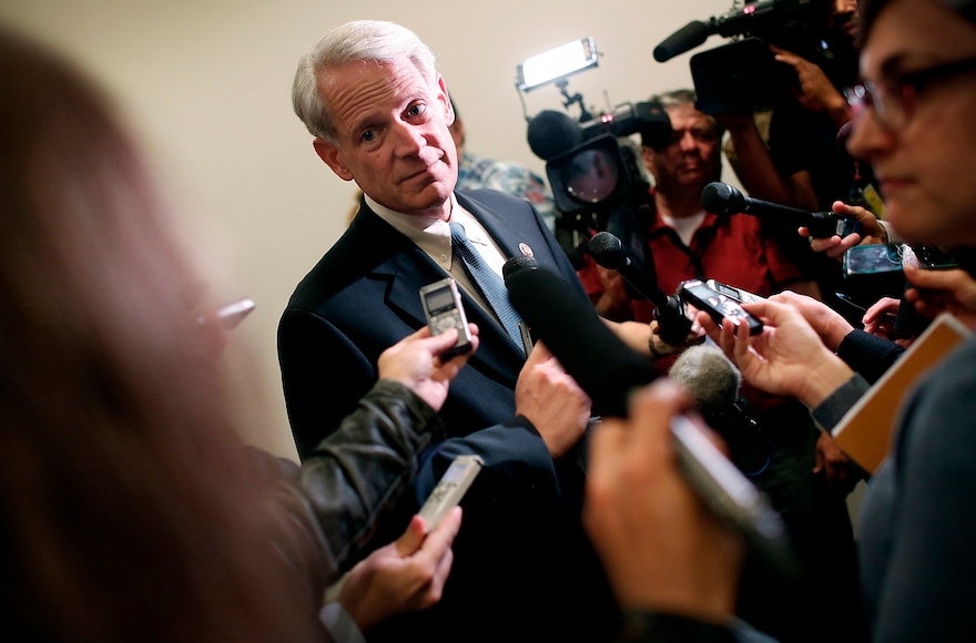 Rep. Steve Israel answering questions after a meeting of the House Democratic Caucus in Washington, D.C., May 9, 2014. The New York Democrat is chafing at the rush among Republicans to denounce the Iran agreement. (Win McNamee/Getty Images)