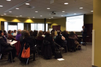 Rabbi Freedman giving a presentation to hospice workers in Baltimore, Maryland, spring 2015. (Courtesy: Dr. Gary Applebaum)