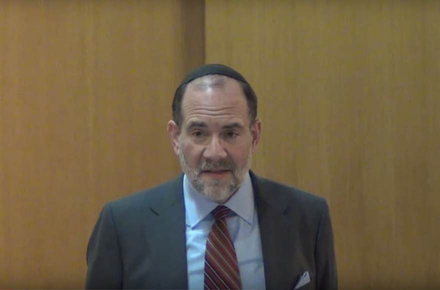 Rabbi Jonathan Rosenblatt speaking at the Riverdale Jewish Center in New York on Feb. 26, 2014. (Screenshot: YouTube)