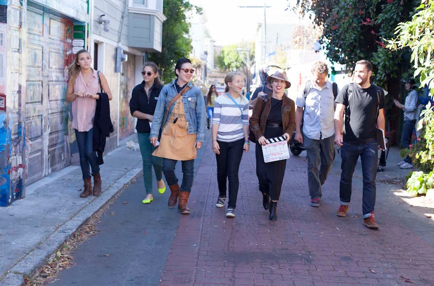 Shlain near her studio in San Francisco with oone of her co-writers, Sawyer Steele, far right. (Kristin Cofer)