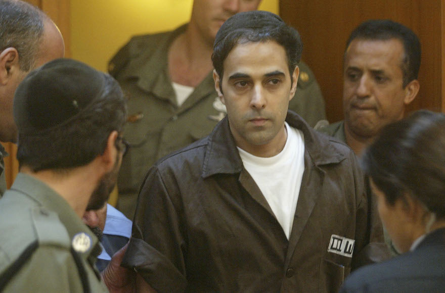 Israeli Yigal Amir, former Prime Minister Yitzhak Rabin's assassin, appears before the Israeli Supreme Court in Jerusalem on September 8, 2004. Amir has allegedly received funds from Hanenu. (Uriel Sinai/Getty Images)