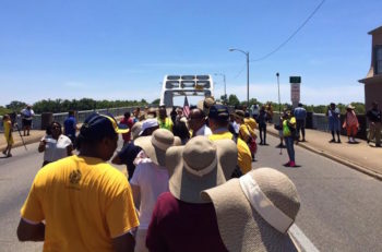 Marchers crossing the Edmund Pettus Bridge in Selma, Alabama. (Courtesy: Rabbi M. Bruce Lustig)