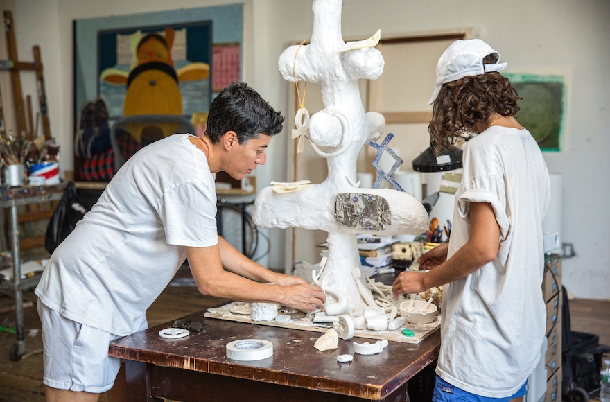 Nicole Eisenman, left, at her studio in Brooklyn, New York on Sept. 18, 2015. (MacArthur Foundation)