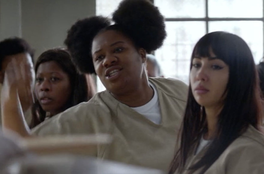 Cindy (Adrienne C. Moore), left, and Flaca (Jackie Cruz) in “Orange Is the New Black.” (Courtesy of Netflix)
