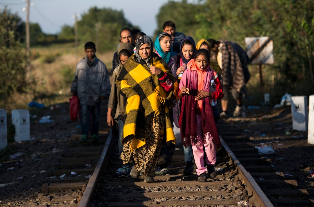 Migrants crossing into Hungary from Serbia, Sept. 8, 2015. (Dan Kitwood/Getty Images)