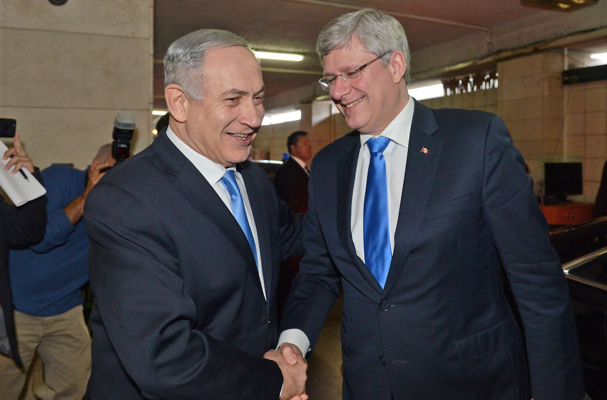 Israeli Prime Minister Benjamin Netanyahu and Canadian Prime Minister Stephen Harper in Jerusalem, Jan. 21, 2014. (Haim Zach/GPO/Flash 90).