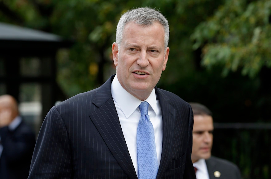 New York City Mayor Bill de Blasio at City Hall in New York, Sept. 21, 2015. (Seth Wenig/AP Images)