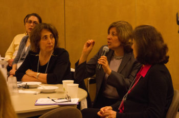 Shifra Bronznick, center, the founder of Advancing Women Professionals and the Jewish Community, has been at the forefront of the paid leave moment among Jewish organizations. (Nomi Ellenson)