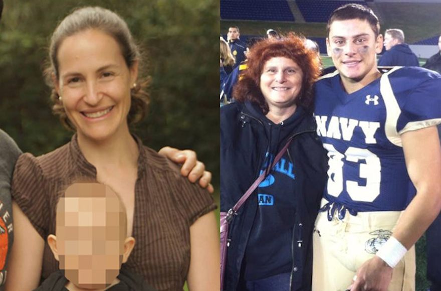 Rachel Jacobs, left, with her 2-year-old son, and Justin Zemser with his mother, Susan. (Facebook)