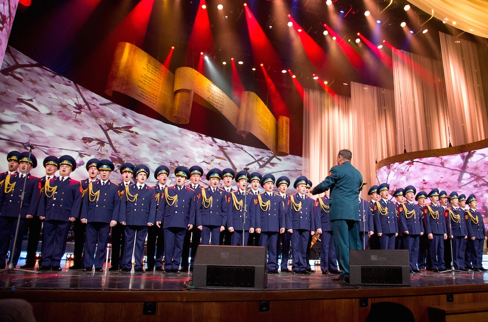 The Russian military choir performing at a hanukkah celebration at the Kremlin, Dec. 8, 2015. (Federation of Jewish Communities of Russia)