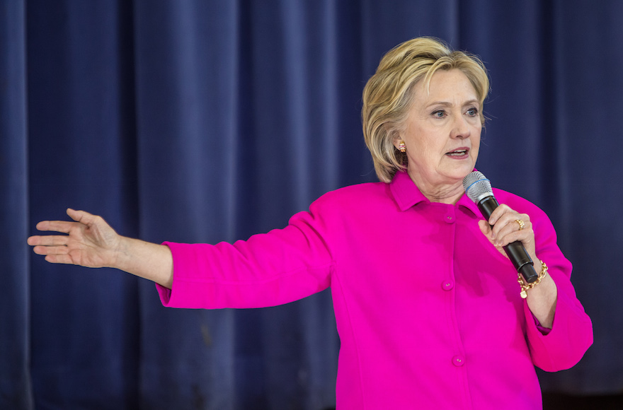 Hillary Clinton speaking at an event at an elementary school in Clinton, Iowa, Jan. 23, 2016. (Brendan Hoffman/Getty Images)