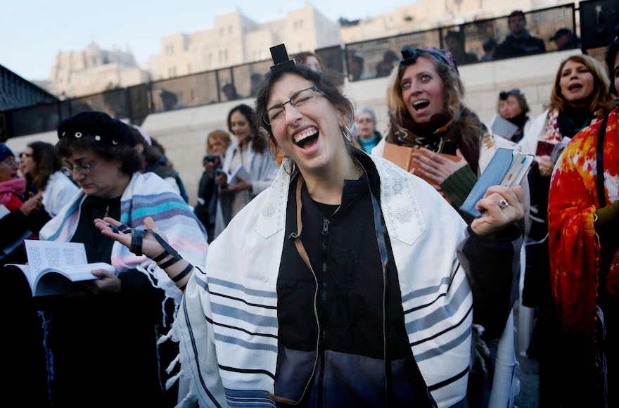 Women of the Wall praying at the Western Wall in Jerusalem, Jan. 2, 2014.(Miriam Alster/Flash90)