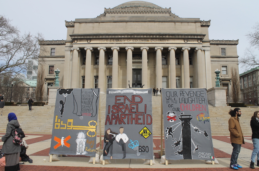 Anti-Israel students at Columbia University erected a mock 