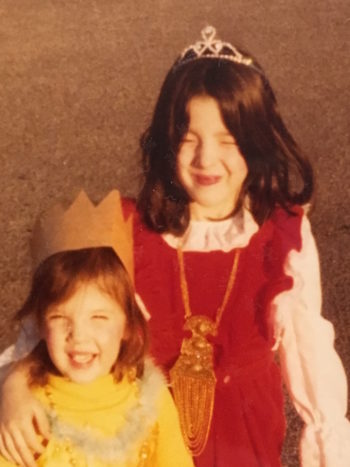 Cindy Sher, left, and her sister, dressed as Queen Esther for Purim. (Courtesy of Cindy Sher)