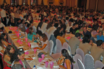 The main hall of the Passover seder of Kathmandu at the city's Radisson Hotel on April 6, 2012. (Courtesy Eyal Keren.) 
