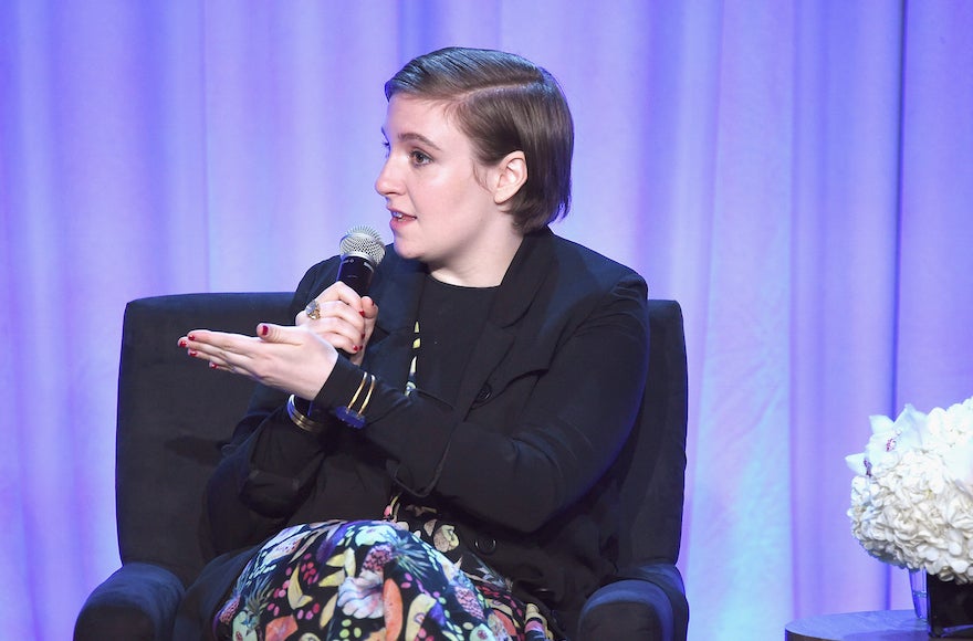 Lena Dunham discussing Let Girls Learn at The American Magazine Media Conference at Grand Hyatt New York in New York City, Feb. 2, 2016. (Gary Gershoff/WireImage)