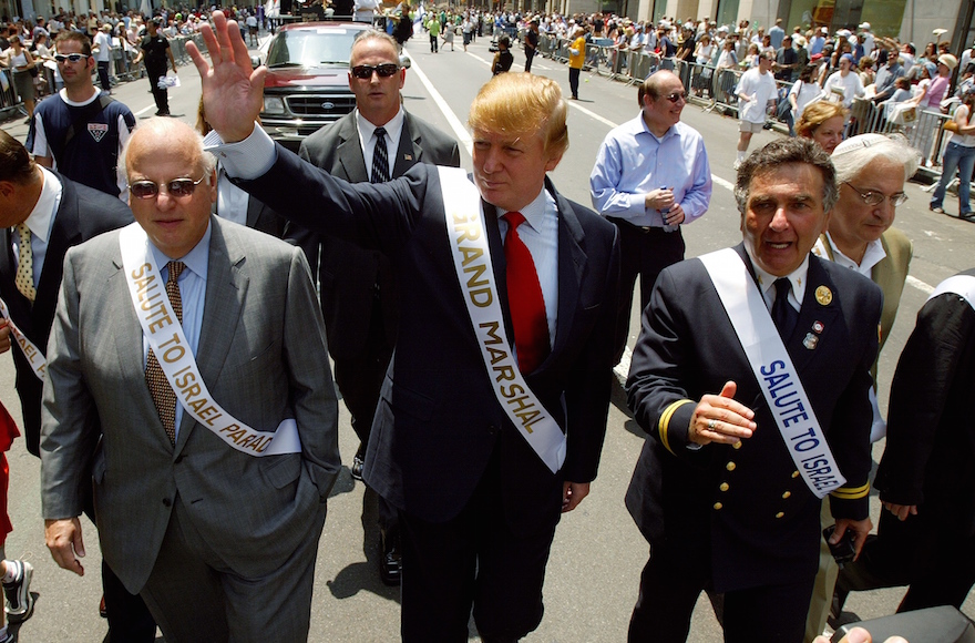 Donald Trump marching in the Salute to Israel Parade in New York, May 23, 2004. (Ron Antonelli/NY Daily News Archive via Getty Images)