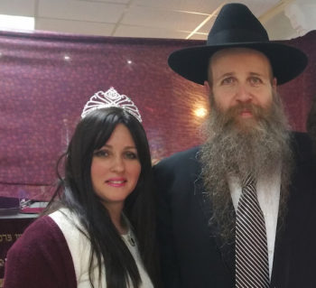 Rabbi Yisroel Belinow and his wife Rivky Belinow at the Chabad House of Saint-Denis near Paris, March 24, 2016. (Cnaan Liphshiz)