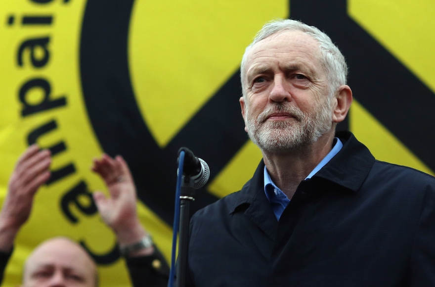 Labour Leader Jeremy Corbyn speaking after a 'Stop Trident' march though central London, Feb. 27, 2016. (Dan Kitwood/Getty Images)