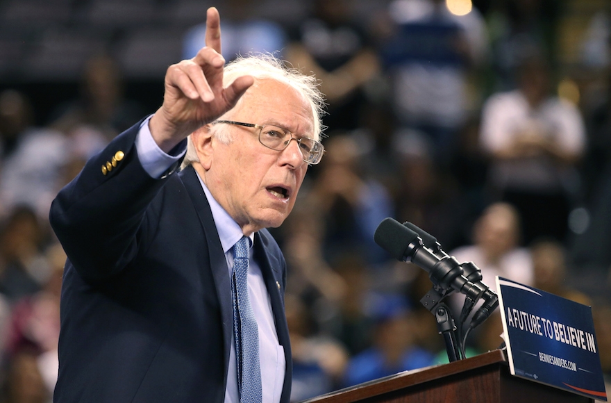 Bernie Sanders at a campaign event at the Royal Farms Arena in Baltimore, April 23, 2016. (Mark Wilson/Getty Images)