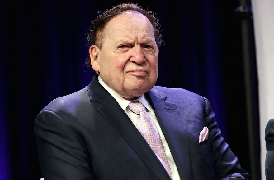 Sheldon Adelson attending the fourth Annual Champions Of Jewish Values International Awards Gala at Marriott Marquis Times Square in New York City, May 5, 2016. (Steve Mack/Getty Images)