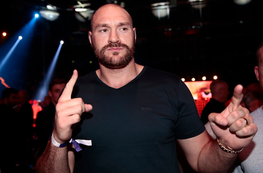 Tyson Fury before the Heavyweight European Championship at Barclaycard Arena in Hamburg, Germany, May 7, 2016.  (Oliver Hardt/Bongarts/Getty Images)