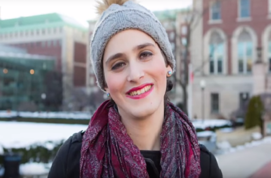 Abby Stein, after leaving the Hasidic community. (Screenshot from YouTube)