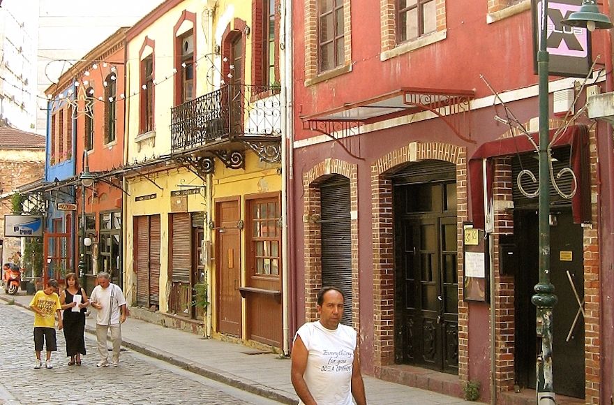 A street in the Ladadika neighborhood, which used to be the Jewish quarter in Thessaloniki, Greece. (Wikimedia Commons)