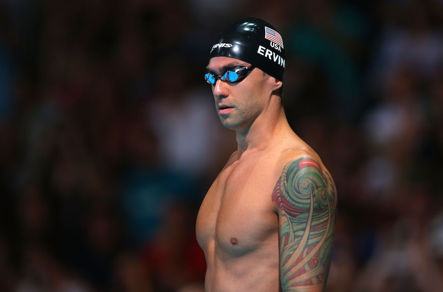 Anthony Ervin preparing to compete in the men's 50 meter freestyle 50m semifinal at the FINA World Championships at Palau Sant Jordi in Barcelona, Spain, Aug. 2, 2013. (Clive Rose/Getty Images)