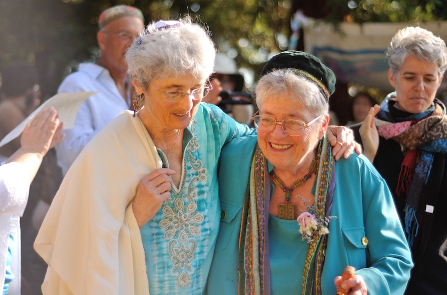 Dembitz, left, and Grafton, just after the cermony. (Lea Delson)