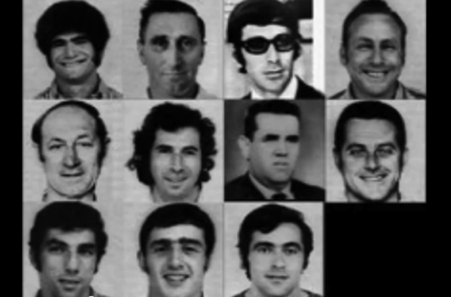 The 11 Israeli Olympians who were murdered during the 1972 Summer Games in Munich. (Danny Ayalon Youtube Channel)