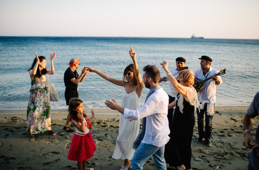Israelis celebrating a wedding in Tikos, Greece, June 23, 2016. (We Are Red)