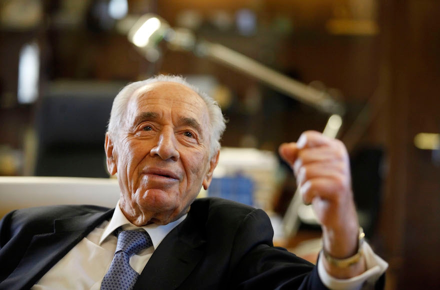 Shimon Peres speaking during an interview in the president's residence in Jerusalem, April 10, 2013. (Lior Mizrahi/Getty Images)