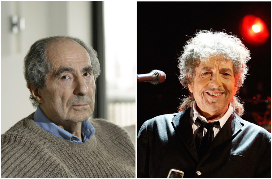 The time for Philip Roth, left, to win a Nobel Prize may be running out. Bob Dylan, right, won the prize on Oct. 13, 2016. (Julian Hibbard/Christopher Polk/Getty Images)