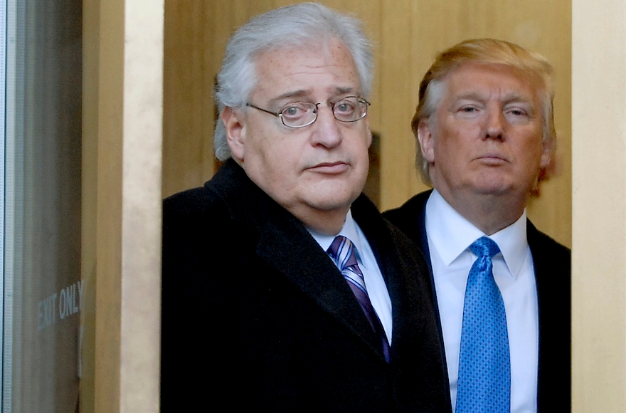 Donald Trump, right, along with his attorney David Friedman, left, exiting the Federal Building following their appearance in U.S. Bankruptcy Court in Camden, New Jersey, Thursday, Feb. 25, 2010. (Bradley C Bower/Bloomberg News via Getty Images)