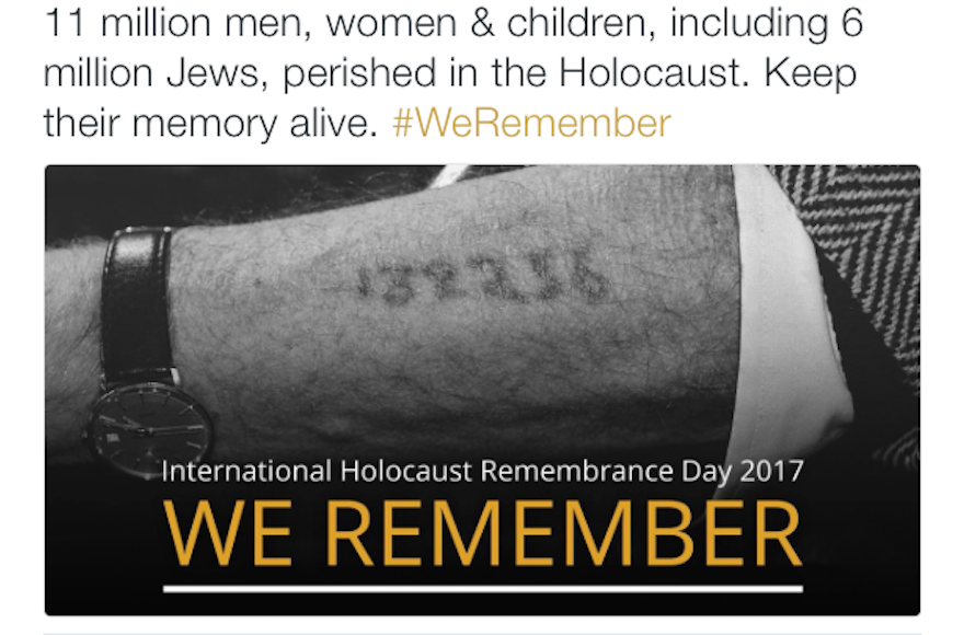 A social media post by the IDF Spokesperson's Unit, marking International Holocaust Remembrance Day, includes a total of Jews and non-Jews killed in the Holocaust that historians say is greatly exaggerated. (Twitter)