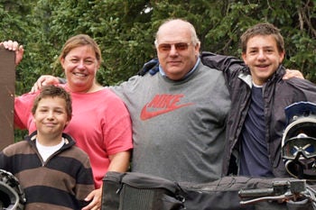 Lisa Shimel and her husband, John Davis, are raising their sons, Justin Davis, left, and Adam Davis, as Jewish, in accordance with John's religious heritage. (Courtesy Lisa Shimel)