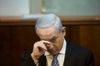 Israeli Prime Minister Benjamin Netanyahu, shown at a Cabinet meeting in his Jerusalem office on March 3, 2013 -- less than two weeks before his final deadline to assemble a government. (Yonatan Sindel/Flash90/JTA)