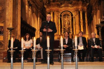 Pope Francis, then-Cardinal Jorge Bergoglio, speaking at a B'nai B'rith Argentina event commemorating Kristallnacht, Nov. 12, 2012. (Courtesy B'nai B'rith Argentina)